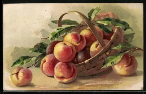 AK Reife Pfirsiche in einem Korb
