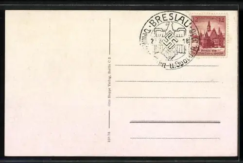 AK Breslau, Tribüne am Vorturnerturm auf der Friesenwiese, 