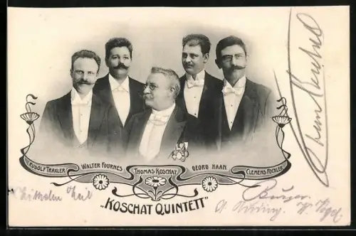 AK Gruppenfoto des Koschat Quintett, Walter Fournes, Georg Haan, Clemens Fochler