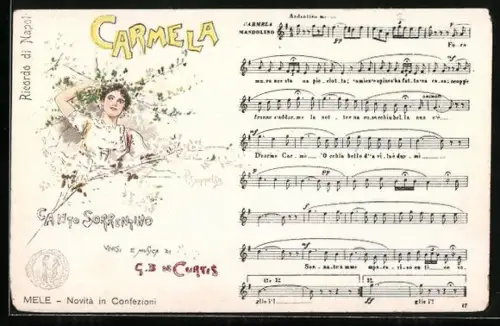 Lied-AK Lied, Neapel / Napoli, Carmela, junge Neapolitanerin