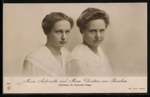 AK Marie Antoinette und Marie Christine von Bourbon in Portraits, Enkelinnen des bayrischen Königs