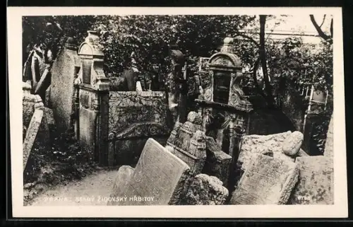 AK Praha, Stary Zidovsky Hrbitov, jüdische Grabmäler