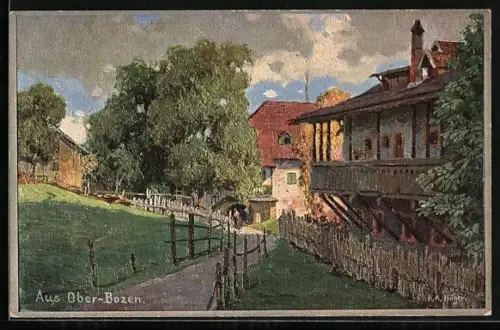 Künstler-AK Rudolf Alfred Höger: Ober-Bozen, Partie in der Ortschaft