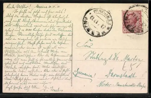 AK Messina, Le rovine di una Chiesa, Durch Erdbeben verwüstete Kirche