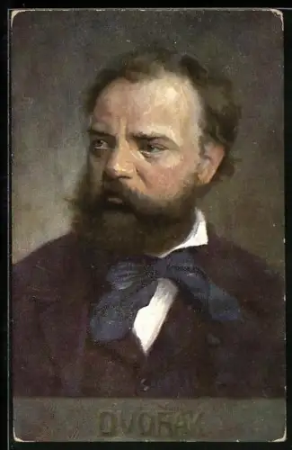 AK Portrait Dvorak mit Vollbart in Anzug mit Weste und Schleife