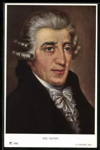 Künstler-AK Portrait von Komponist Joseph Haydn im Mantel