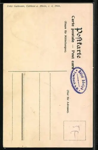 AK Hoch preis` ich mit vollem Pokale, Moselweinlied