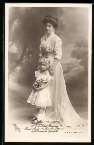 AK Prinzessin Maria Anna von Bourbon-Parma mit Prinzessin Elisabeth