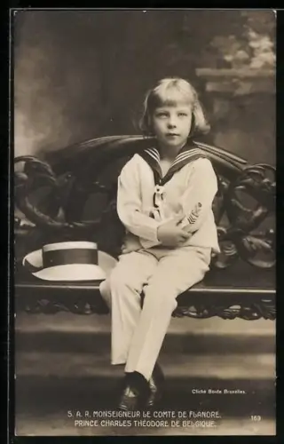 AK Prinz Charles Théodore von Belgien im Matrosenanzug