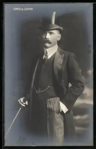 AK Comte de Lonyay mit Zylinder