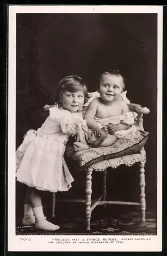 AK Prinzessin May & Prinz Rupert von England als Kinder