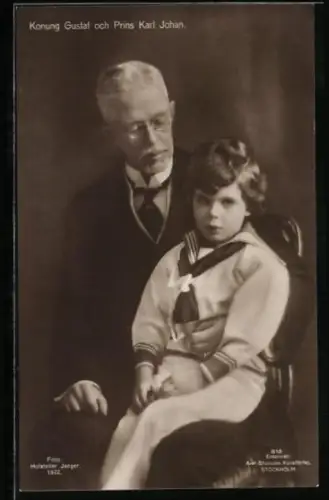 AK König Gustaf und der kleine Prinz Karl Johan von Schweden