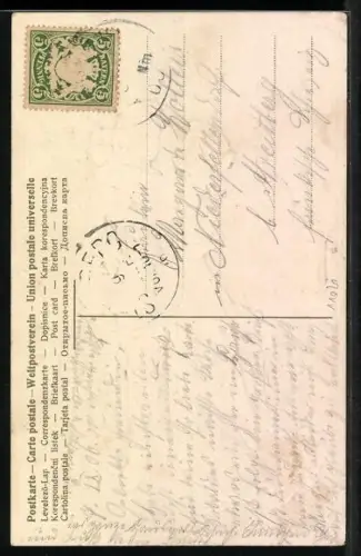 AK Behüt Dich Gott!, Der Trompeter von Säckingen umarmt seine Geliebte, Gedicht