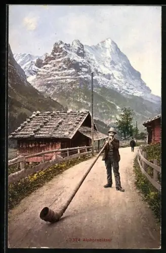 AK Alpenhornbläser am Fusse eines Gletschers