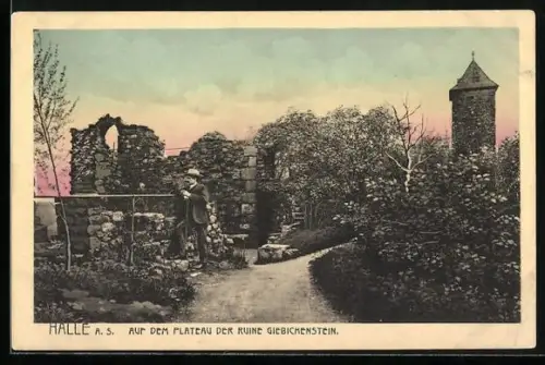 AK Halle a. S., Plateau der Ruine Giebichenstein