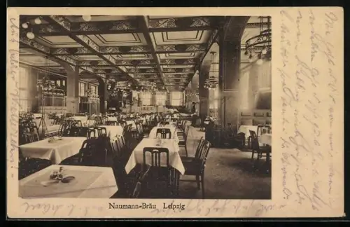 AK Leipzig, Gasthaus Naumann-Bräu, Innenansicht