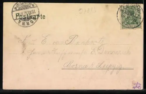 Lithographie Leipzig, Palmengarten mit Springbrunnen