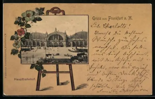 AK Frankfurt a. M., Hauptbahnhof mit Vorplatz
