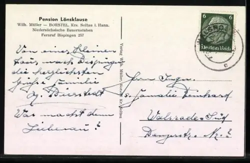 AK Borstel / Bispingen, Gasthaus Pension Lönsklause v. W. Müller