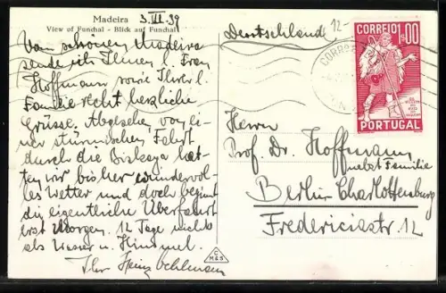 AK Funchal /Madeira, Fliegeraufnahme der Stadt