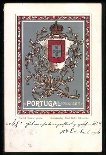AK Portugal, portugisisches Wappen, Kgl. Krone