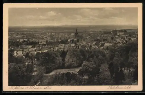 AK Eberswalde, Erhöhter Blick auf den Ort mit Kirche und Umgebung