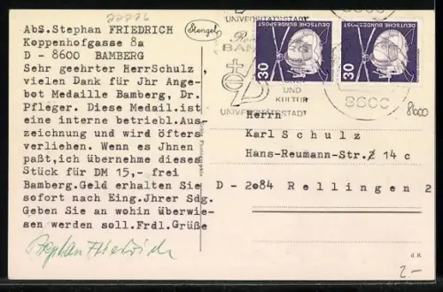 AK Bamberg, Teilansicht mit Dom u. Rathaus