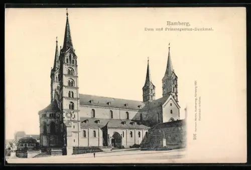 AK Bamberg, Dom und Prinzregenten Denkmal
