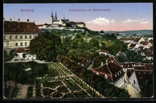 AK Bamberg, Schlossgarten mit Michelsberg