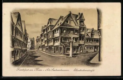Künstler-AK Frankfurt-Sachsenhausen, Elisabethstrasse
