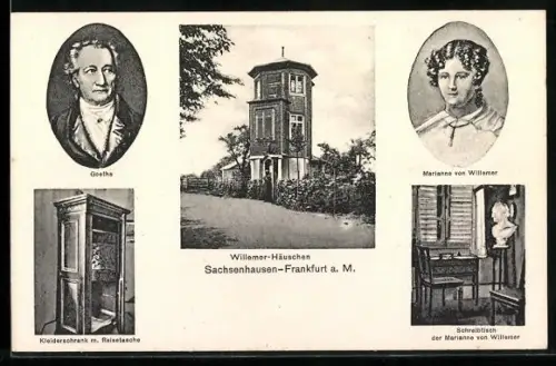 AK Frankfurt a. M.-Sachsenhausen, Willemer-Häuschen, Goethe, Marianne von Willemer