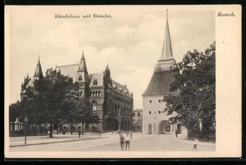 AK Rostock, Ständehaus mit Steintor, Kinder