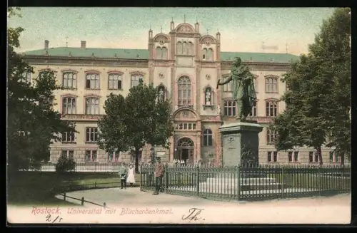 AK Rostock, Universität mit Blücherdenkmal