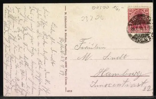 AK Rostock, Uferpartie mit Wasserblick