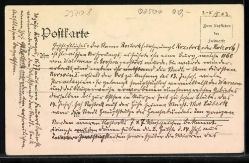 AK Rostock, Wasserblick auf die Stadt mit Kirchtürmen und Rathaus