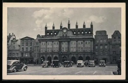 AK Rostock, Neuer Markt mit Rathaus