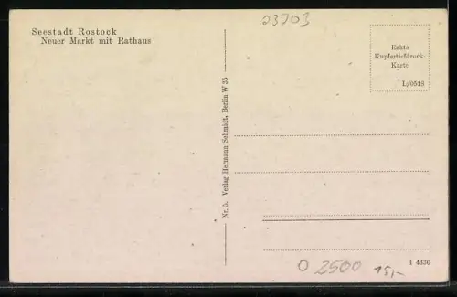AK Rostock, Neuer Markt mit Rathaus