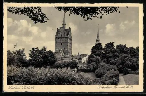 AK Rostock, am Kröpeliner Tor mit Wall