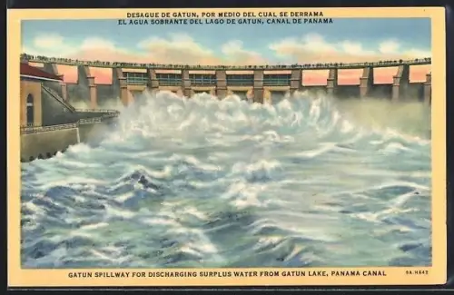 AK Panama Canal, Gatun spillway for discharging surpus water from Gatun Lake