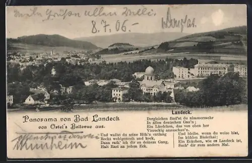 AK Bad Landeck, Panorama von Ortels Bellevue aus