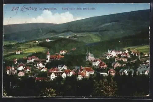 AK Bad Flinsberg im Isergebirge, Teilansicht mit Blick nach dem Iserkamm