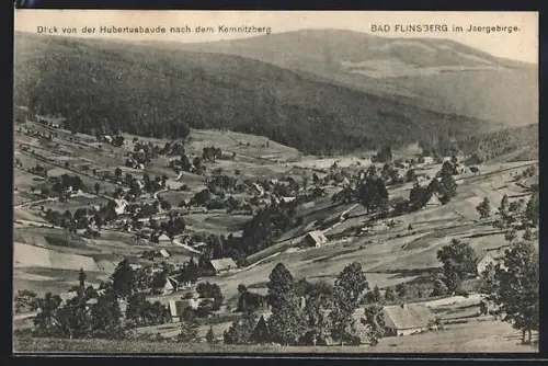 AK Bad Flinsberg im Isergebirge, Blick von der Hubertusbaude nach dem Kemnitzberg