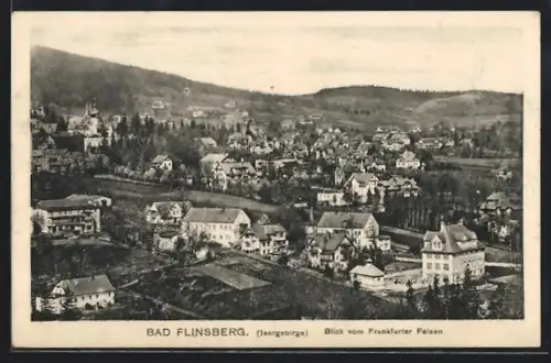 AK Bad Flinsberg /Isergebirge, Teilansicht vom Frankfurter Felsen aus gesehen