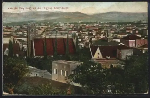 AK Beyrouth, Panorama et l`Eglise Americaine