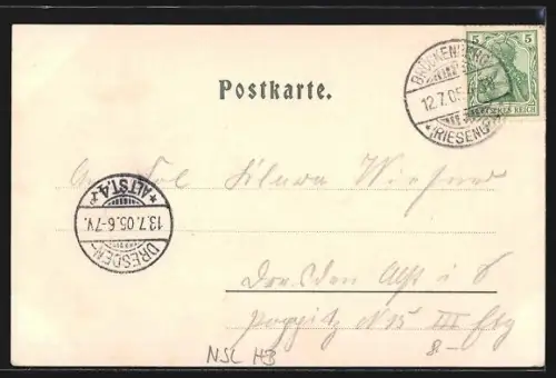 AK Wang /Riesengebirge, Blick zur Kirche