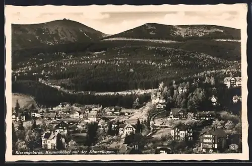 AK Krummhübel /Riesengebirge, Panorama mit der Schneekoppe