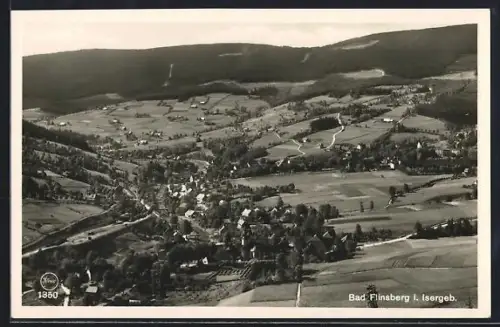 AK Bad Flinsberg i. Isergeb., Blick über den Ort und Umgebung