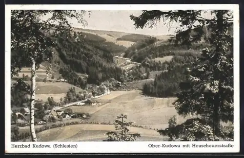 AK Kudowa /Schlesien, Ober-Kudowa mit Heuscheuerstrasse