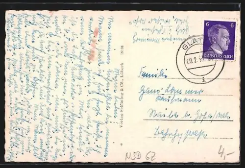 AK Glatz, Über den Dächern der Stadt mit Kirchturm