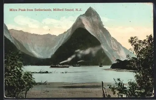 AK Milford Sound, Mitre Peak from Sutherlands
